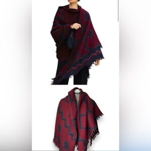 Aritzia Wilfred Wool Diamond Mosaic Reversible Blanket Scarf